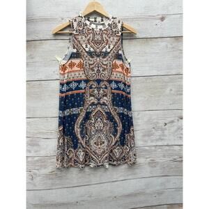 O'Neill Womens Sleeveless Paisley Print High Neck Swing‎ Dress Tunic XS neutral